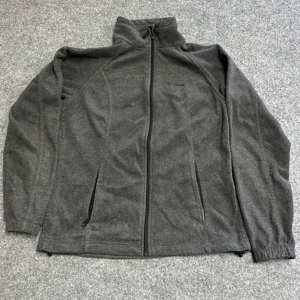 Columbia Fleece Jacket Womens Size M Charcoal Grey Full Zip Mock Neck WL6439